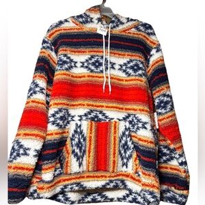New Brooklyn Cloth Fuzzy Aztec Sz:XL Southwestern Colorful Pullover Soft Hoodie